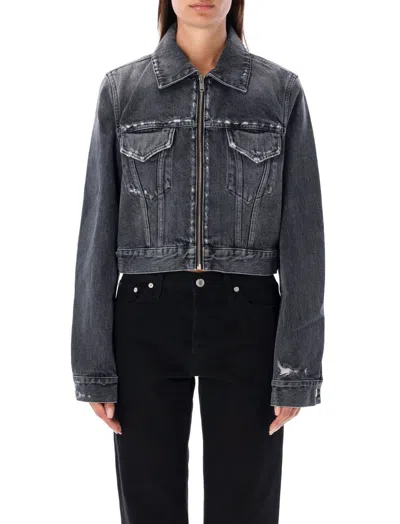 GIVENCHY BLACK CROPPED FITTED DENIM JACKET