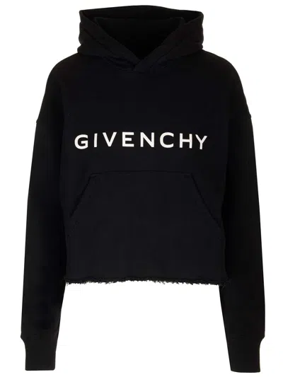 Givenchy Black Cropped Hoodie Sweatshirts Black