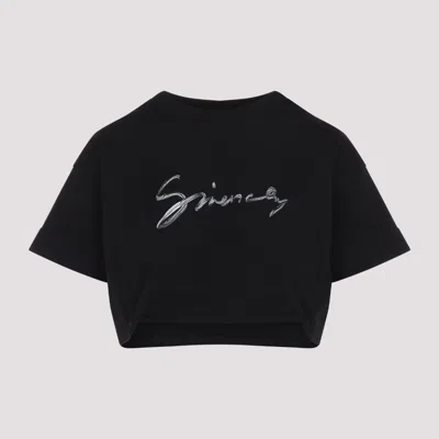 GIVENCHY BLACK CROPPED LOGO T-SHIRT