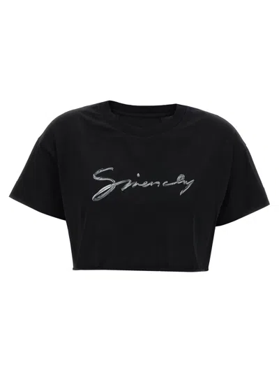 GIVENCHY BLACK CROPPED T-SHIRT