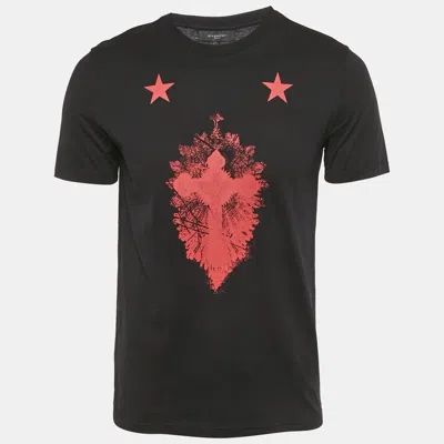 Pre-owned Givenchy Black Cross Print Jersey Crewneck T-shirt S