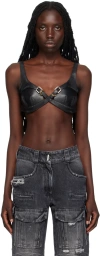 Givenchy Crossed Buckle Strap Leather Bra Top In 011-faded Black