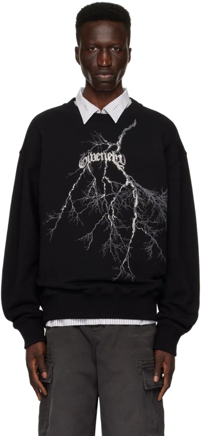 Givenchy Black Crystal-cut Sweatshirt In 001-black