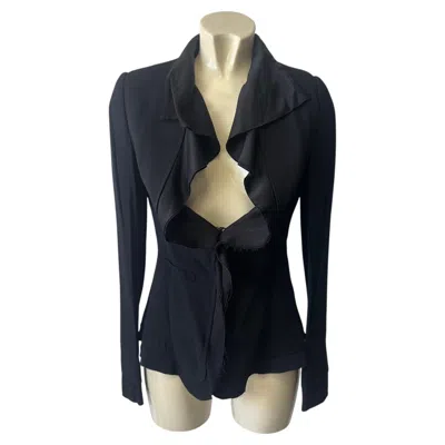 Pre-owned Givenchy Black Cut-out Ruffle Draped Blazer Jacket