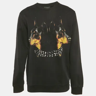 Pre-owned Givenchy Black Doberman Print Cotton Crewneck Sweatshirt M