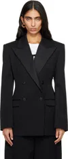 Givenchy Double-breasted Faille-trimmed Grain De Poudre Wool Blazer In Black