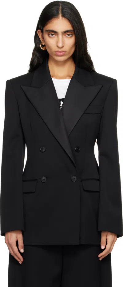 Givenchy Double-breasted Faille-trimmed Grain De Poudre Wool Blazer In Black