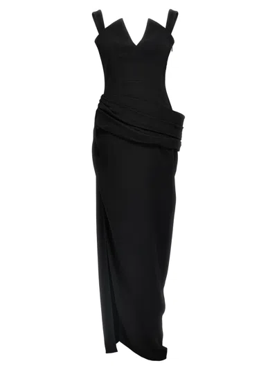 GIVENCHY BLACK DRAPED DRESS