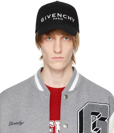 Givenchy Black Embroidered Cap In 001-black
