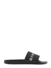 Givenchy Black Flat Slides With Logo In Polyurethane Man In Multicolor