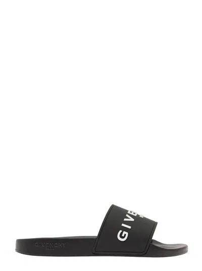 GIVENCHY GIVENCHY MEN BLACK FLAT SLIDES WITH LOGO IN POLYURETHANE MAN