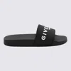 Givenchy Black Flat Slides With Logo In Polyurethane Man In Multicolor