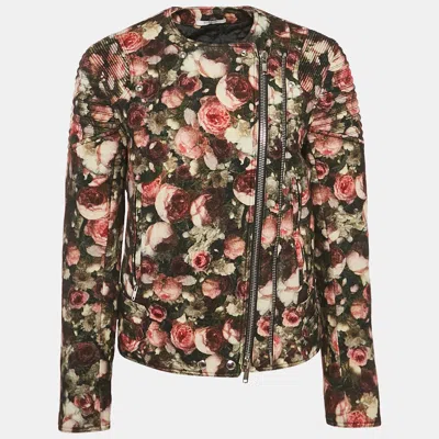 Pre-owned Givenchy Black Floral Print Felt Zip-up Jacket M