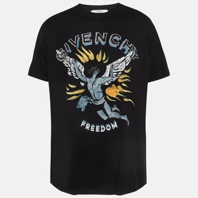 Pre-owned Givenchy Black Freedom Angel Print Cotton T-shirt L