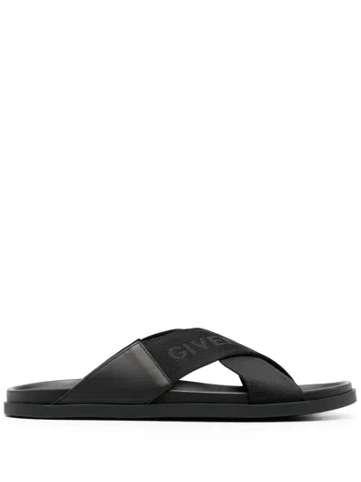 Givenchy Black G Plage Flat Sandals With Cross Webbing