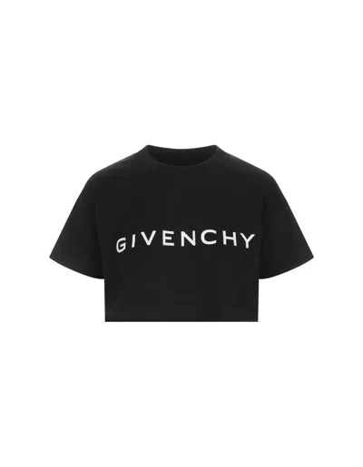 Givenchy Logo Cropped T-shirt In Black