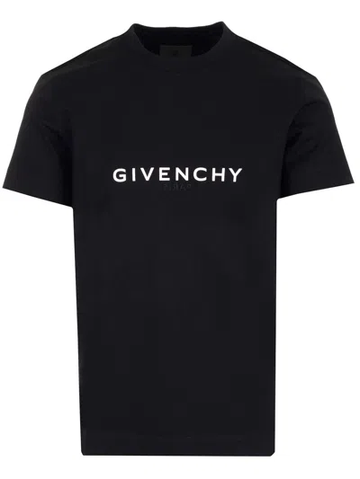 Givenchy Logo Print Cotton T-shirt In Black