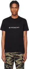 Givenchy Cotton Reverse Slim Fit T-shirt With Signature Print In 001 Black