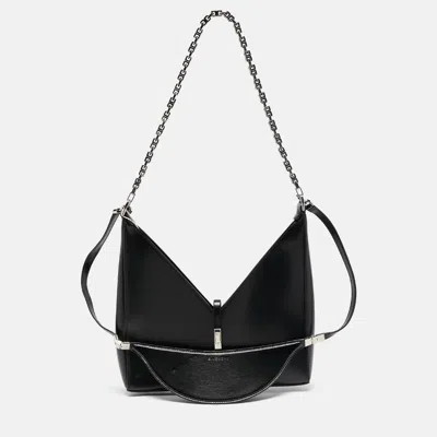Pre-owned Givenchy Black Glossy Leather Cut Out Chain Bag