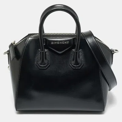 Pre-owned Givenchy Black Glossy Leather Mini Antigona Satchel