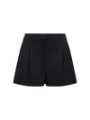 Givenchy Pleated Wool Grain De Poudre Shorts In Black