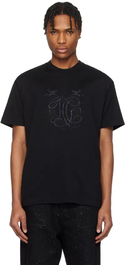 Givenchy Black 'hg' Embroidery T-shirt In 001-black