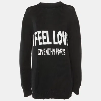 Pre-owned Givenchy Black I Feel Love Cotton Knit Crew Neck Jumper L