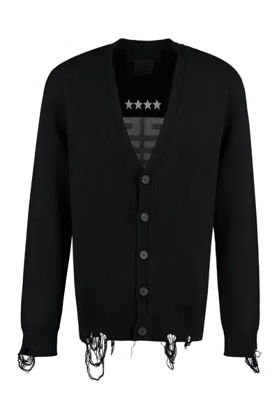 Givenchy Black Intarsia Cotton Cardigan For Men