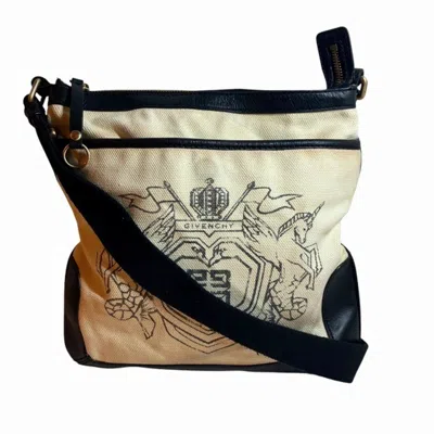 Pre-owned Givenchy Black Ivory Canvas Shoulder Bag () In Black, Ivory
