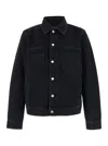 GIVENCHY BLACK JACKET WITH BUTTONS AND LOGO PATCH IN COTTON DENIM MAN