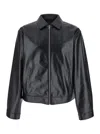 Givenchy Men Black Jacket With Logo Patch On The Back In Leather Man In Black