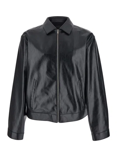 GIVENCHY BLACK JACKET WITH LOGO PATCH ON THE BACK IN LEATHER MAN