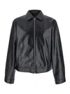 Givenchy Black Jacket With Logo Patch On The Back In Leather Man In Black