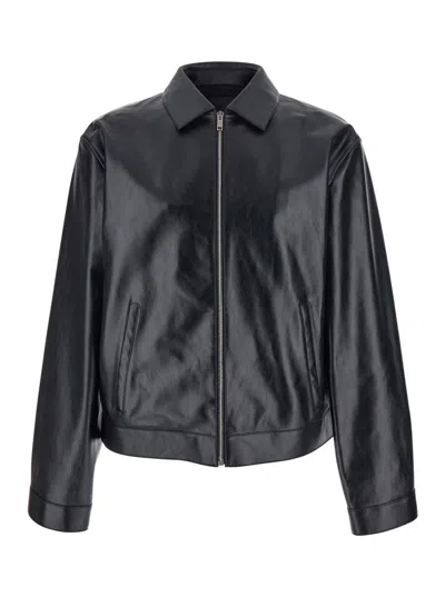 Givenchy Black Jacket With Logo Patch On The Back In Leather Man