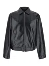 Givenchy Black Jacket With Logo Patch On The Back In Leather Man In Black