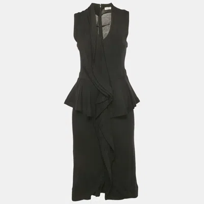 Pre-owned Givenchy Black Jersey Ruffled Midi Dress L