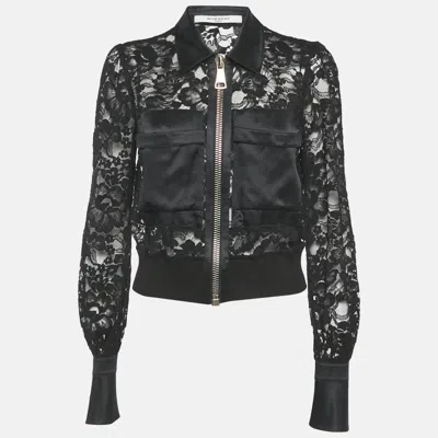Pre-owned Givenchy Black Lace And Satin Sheer Jacket M