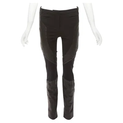 Pre-owned Givenchy Black Lambskin Leather Panel Patchwork Riding Pants Fr40 L