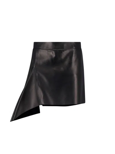 Givenchy Asymmetric Leather Mini Skirt In Black