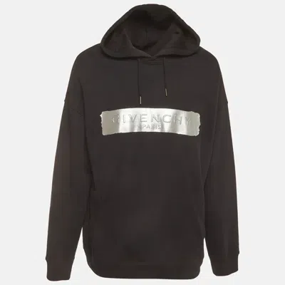 Pre-owned Givenchy Black Latex Logo Print Cotton Hoodie Xxl