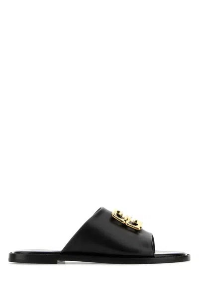 Givenchy Black Leather 4g Liquid Slippers