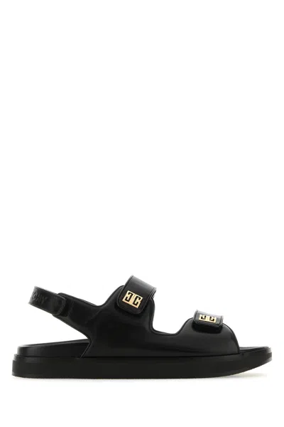 GIVENCHY BLACK LEATHER 4G SANDALS