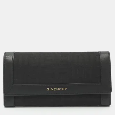 Pre-owned Givenchy Black Leather And Nylon Continental Flap Wallet