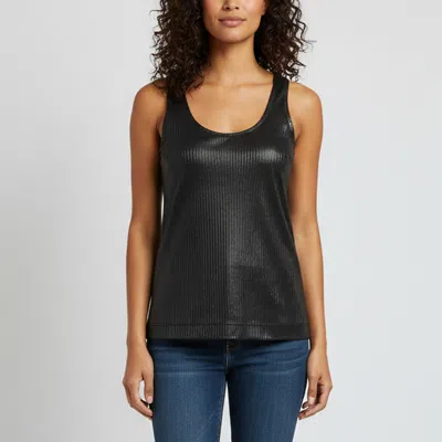 Pre-owned Givenchy Black Leather & Rib Knit Scoop Neck Tank Top M