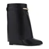 Givenchy Women Black Ankle Boots With Wedge Heels And Logo Plaque On The Side In Leather Woman In Black