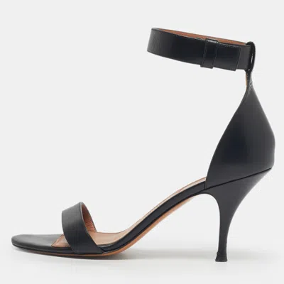 Pre-owned Givenchy Black Leather Ankle Strap Sandals Size 38.5