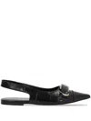Givenchy Women Voyou Leather Slingback Flats In Black