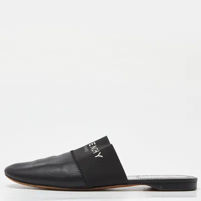 Pre-owned Givenchy Black Leather Bedford Flat Mules Size 36