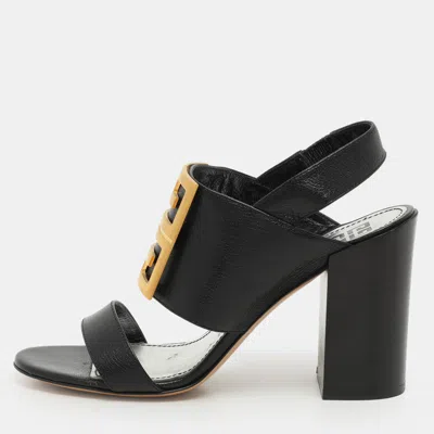 Pre-owned Givenchy Black Leather Buckle Slingback Sandals Size 38