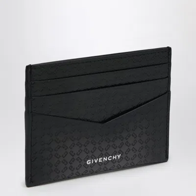 Givenchy Black Leather Card Holder 4 G With Logo In Grey